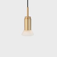 Anour Donya Onyx Trapeze Hanglamp - Witte kap - Geborsteld messing