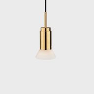 Anour Donya Onyx Trapeze Hanglamp - Witte kap - Gepolijst messing