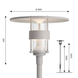 Louis Poulsen Albertslund Maxi Lantaarnpaal - 3000K Nightdim - Aluminium