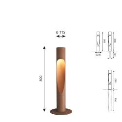 Louis Poulsen Flindt Bollard 800 Vloerlamp - 3000K Vloerplaat - geaard - NightDIM - Bruin