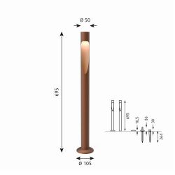 Louis Poulsen Flindt Garden Long Vloerlamp - 3000K Grondanker met adapter - Bruin