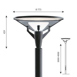 Louis Poulsen Kipp Post Lantaarnpaal - 115 mast - 3000K Nightdim hi - Donkergrijs