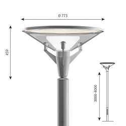 Louis Poulsen Kipp Post Lantaarnpaal - 76 mast - 3000K Nightdim hi - Aluminium
