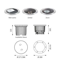 Louis Poulsen Radiis 210 Inbouwgrondspot - 3000K 2017lm - 17-62 Zoom