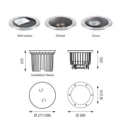 Louis Poulsen Radiis 210 Inbouwgrondspot - 3000K 636lm - 28 Gimbal