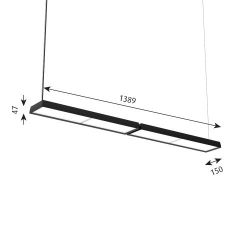 Louis Poulsen Slim Box Suspended Double Hanglamp - 3000K 4823lm Dali - Opal - Zwart