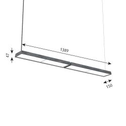 Louis Poulsen Slim Box Suspended Double Hanglamp - 3000K 4870lm Wireless Bluetooth - Opal - Aluminium