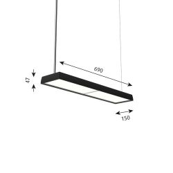 Louis Poulsen Slim Box Suspended Single Hanglamp - 3000K 3135lm Wireless Bluetooth - Opal - Zwart