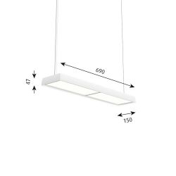 Louis Poulsen Slim Box Suspended Single Hanglamp - 3000K 4685lm Dali High Output - Opal - Wit
