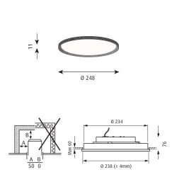 Louis Poulsen Slim Round 250 Recessed Plafondlamp - 3000K 1089lm Dali - Opal - Aluminium