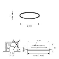 Louis Poulsen Slim Round 250 Recessed Plafondlamp - 3000K 1089lm Dali - Opal - Zwart