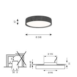 Louis Poulsen Slim Round 250 Semi-recessed Plafondlamp - 3000K 1089lm Dali - Opal - Aluminium