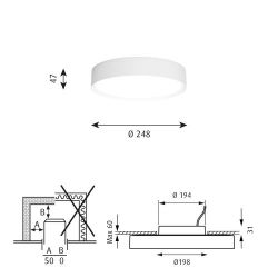 Louis Poulsen Slim Round 250 Semi-recessed Plafondlamp - 3000K 1248lm Dali - Opal - Wit