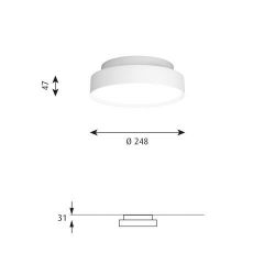 Louis Poulsen Slim Round 250 Surface Mounted Plafondlamp - 3000K 1254lm Dali - Opal - Wit