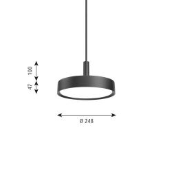Louis Poulsen Slim Round 250 Suspended Hanglamp - 3000K 1092lm Dali - Opal - Zwart