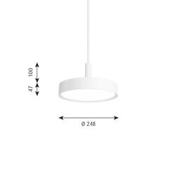 Louis Poulsen Slim Round 250 Suspended Hanglamp - Kelvin instelbaar 1232lm Dali - Opal - Wit