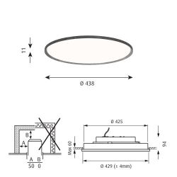 Louis Poulsen Slim Round 440 Recessed Plafondlamp - 3000K 2373lm Dali - Opal - Aluminium