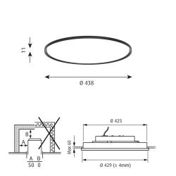 Louis Poulsen Slim Round 440 Recessed Plafondlamp - 3000K 2373lm Dali - Opal - Zwart