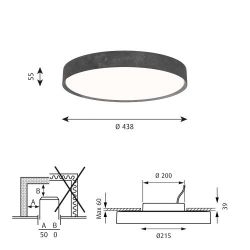 Louis Poulsen Slim Round 440 Semi-recessed Plafondlamp - 3000K 2373lm Dali - Opal - Aluminium