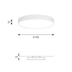 Louis Poulsen Slim Round 440 Surface Mounted Plafondlamp - 3000K 3617lm Dali High Output - Prismatic - Wit