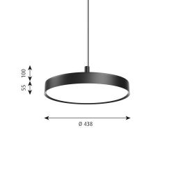 Louis Poulsen Slim Round 440 Suspended Hanglamp - 3000K 2404lm Dali - Opal - Zwart