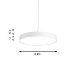 Louis Poulsen Slim Round 440 Suspended Hanglamp - Kelvin instelbaar 2499lm Dali - Opal - Wit
