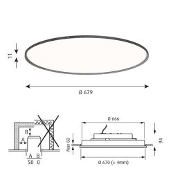 Louis Poulsen Slim Round 680 Recessed Plafondlamp - 3000K 5814lm Dali - Opal - Aluminium