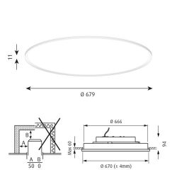 Louis Poulsen Slim Round 680 Recessed Plafondlamp - Kelvin instelbaar 4809lm Dali - Prismatic - Wit