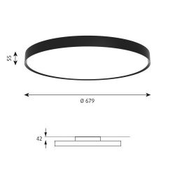 Louis Poulsen Slim Round 680 Surface Mounted Plafondlamp - 3000K 5861lm Dali - Opal - Zwart