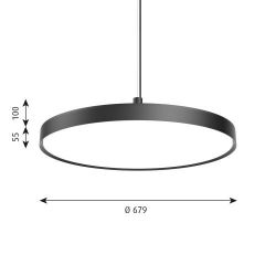 Louis Poulsen Slim Round 680 Suspended Hanglamp - 3000K 5861lm Dali - Opal - Zwart