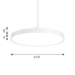 Louis Poulsen Slim Round 680 Suspended Hanglamp - 3000K 6263lm Dali - Opal - Wit