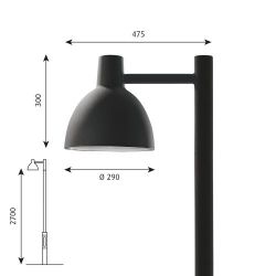 Louis Poulsen Toldbod Post 290 Lantaarnpaal - 48 - 3000K Nightdim - Zwart