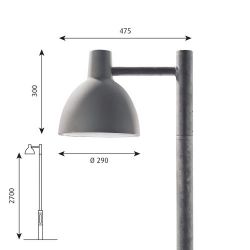 Louis Poulsen Toldbod Post 290 Lantaarnpaal - 60 - 3000K Nightdim - Aluminium