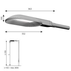 Louis Poulsen Xperi Lantaarnpaal - 3000K 6603lm Dali - Aan zijkant gemonteerd - Asyd -Aluminium