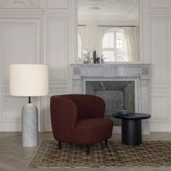 Gubi Gravity XL Low Vloerlamp - Grijs marmer & Canvas wit