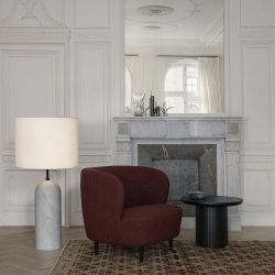 Gubi Gravity XL Low Vloerlamp - Wit marmer & Canvas wit