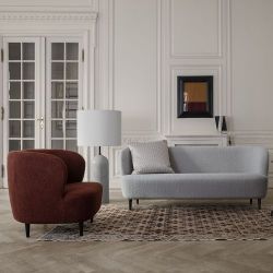 Gubi Gravity XL Low Vloerlamp - Wit marmer & Canvas wit