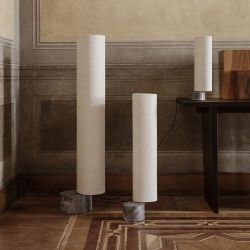 Gubi Unbound H120 Vloerlamp - Grijs marmer & Canvas wit