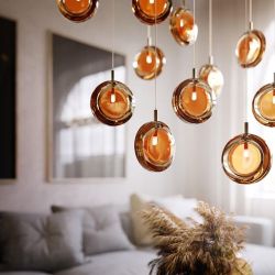 Bomma Lens 12 pcs Hanglamp - 6x Amber 6x Helder glas