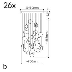 Bomma Lens 26 pcs Round Hanglamp - 13x Blauw 13x Helder glas