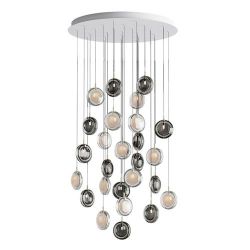 Bomma Lens 26 pcs Round Hanglamp - 13x Gerookt 13x Wit glas