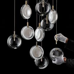 Bomma Lens 26 pcs Round Hanglamp - 13x Wit 13x Helder glas