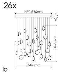Bomma Lens 26 pcs Square Hanglamp - 12x Gerookt 14x Wit glas
