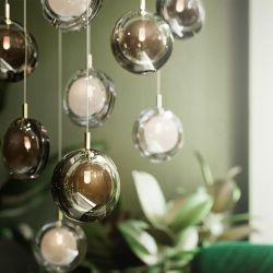 Bomma Lens 3 pcs Hanglamp - 2x Wit 1x Gerookt glas