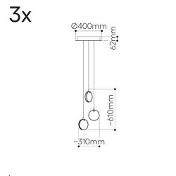 Bomma Lens 3 pcs Hanglamp - 2x Wit 1x Helder glas