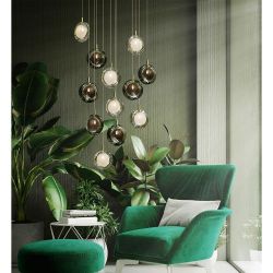 Bomma Lens 6 pcs Hanglamp - 3x Gerookt 3x Wit glas