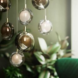 Bomma Lens 6 pcs Hanglamp - 3x Gerookt 3x Wit glas