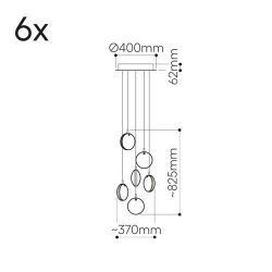 Bomma Lens 6 pcs Hanglamp - 3x Gerookt 3x Wit glas