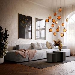 Bomma Lens 9 pcs Hanglamp - 5x Amber 4x Helder glas