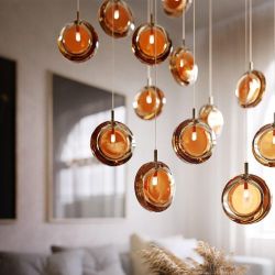 Bomma Lens 9 pcs Hanglamp - 5x Amber 4x Helder glas